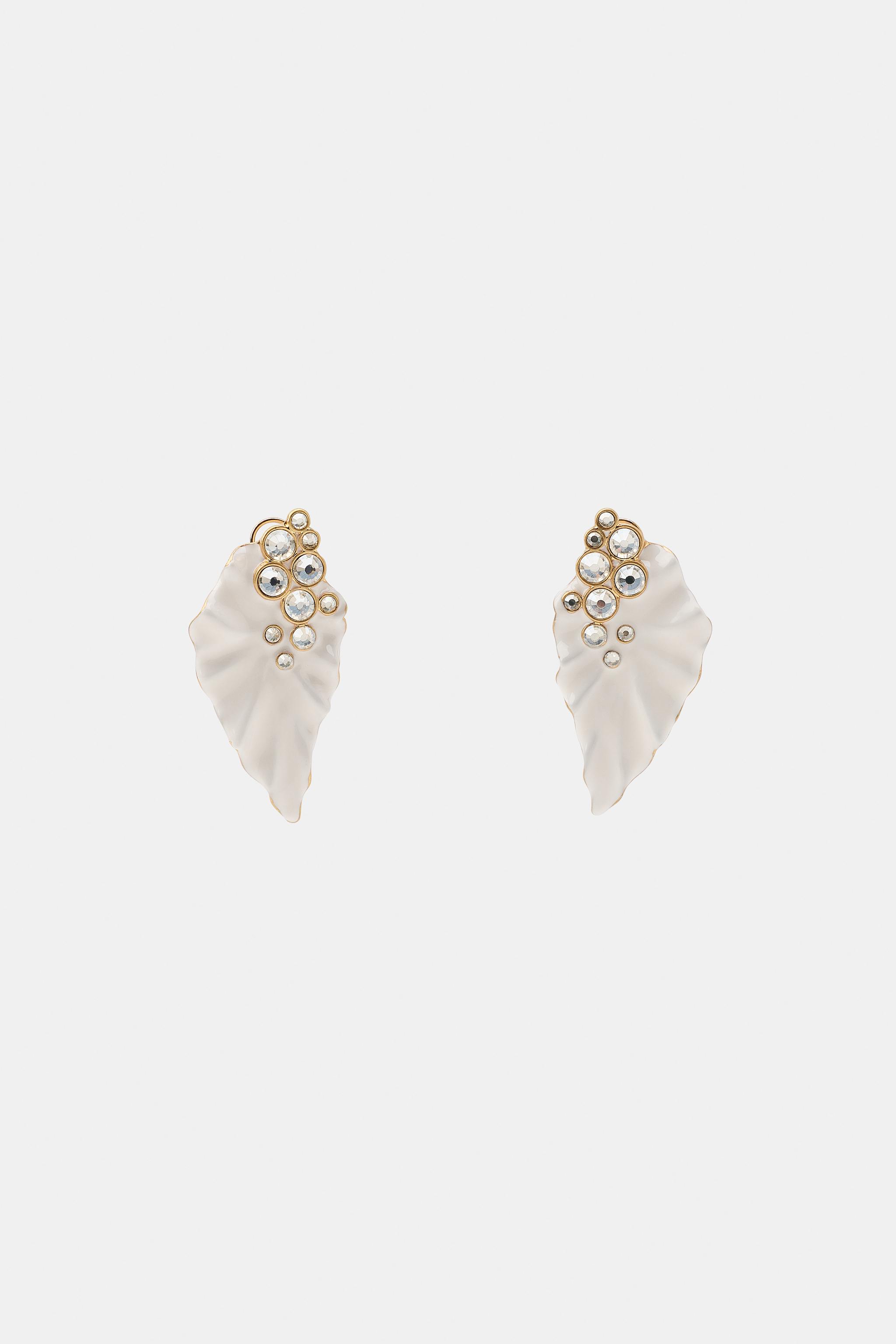 JEWELED LEAF EARRINGS